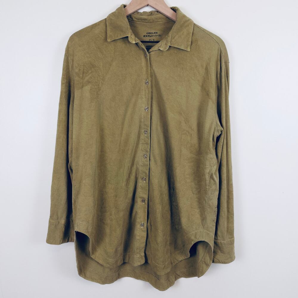 Osklen Travel Sustainable Cotton Button Up Men's Size Small Olive Earthy Relaxed